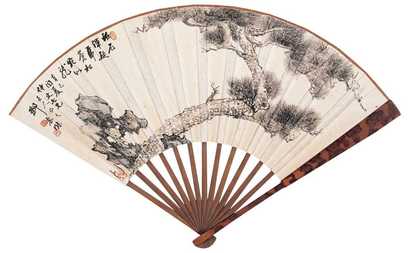 邓春树 辛巳（1941年作） 松树 成扇